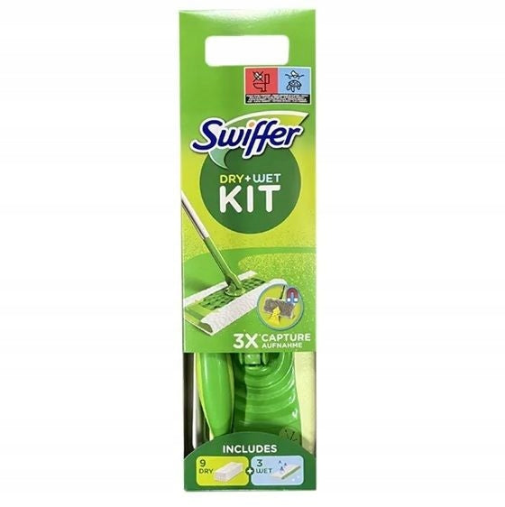 Swiffer Mop Flat Starter Kit 12 Cartridges (9 Dry + 3 Wet)