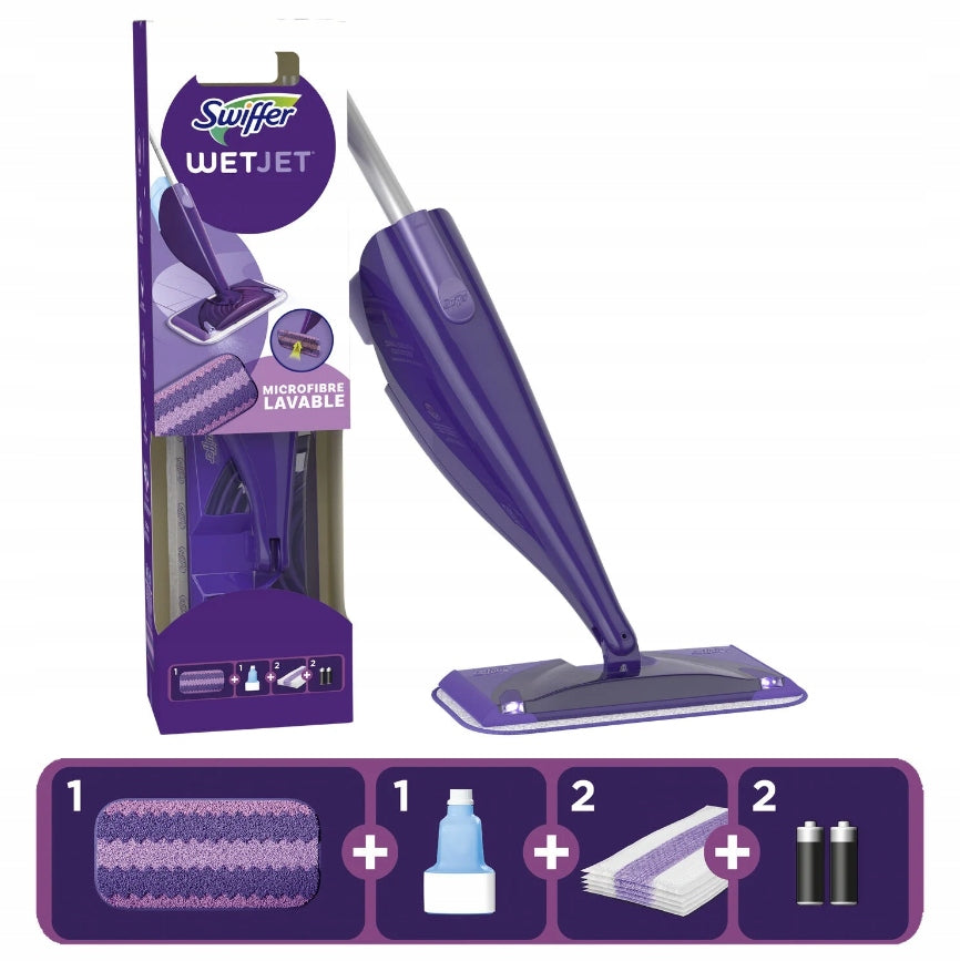Swiffer WetJet flat mop with washer purple