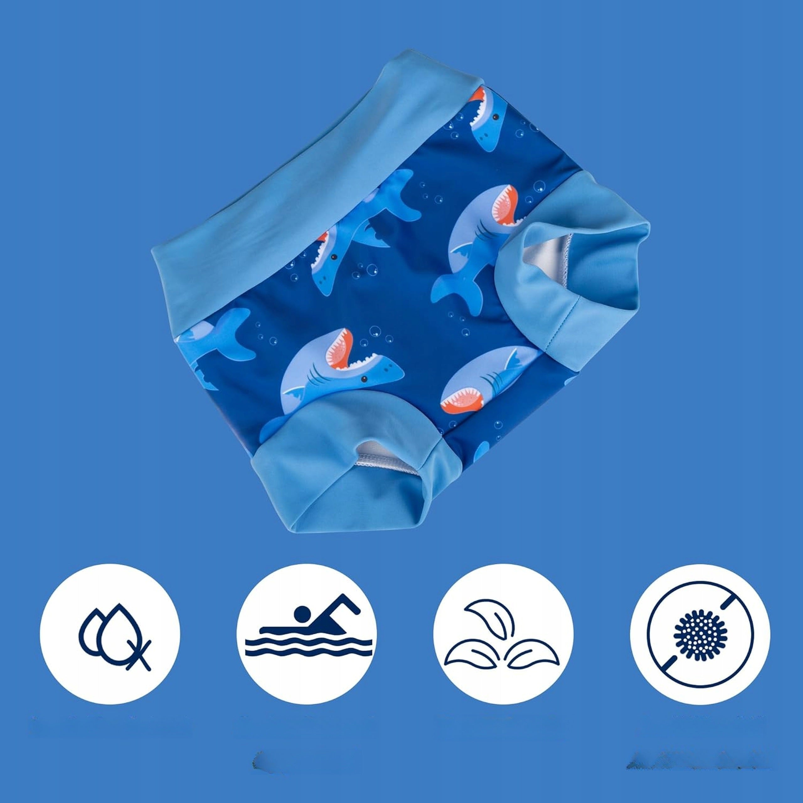 Swimming Diapers 6-12 M Set of 3 Pcs Blue Swimming Shark Packaging status original