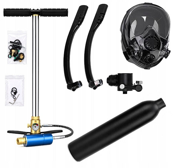 Swimming Diving Set Mask Pump Cylinder Respiratory Apparatus Manufacturer code Zestaw do nurkowania plus pompka