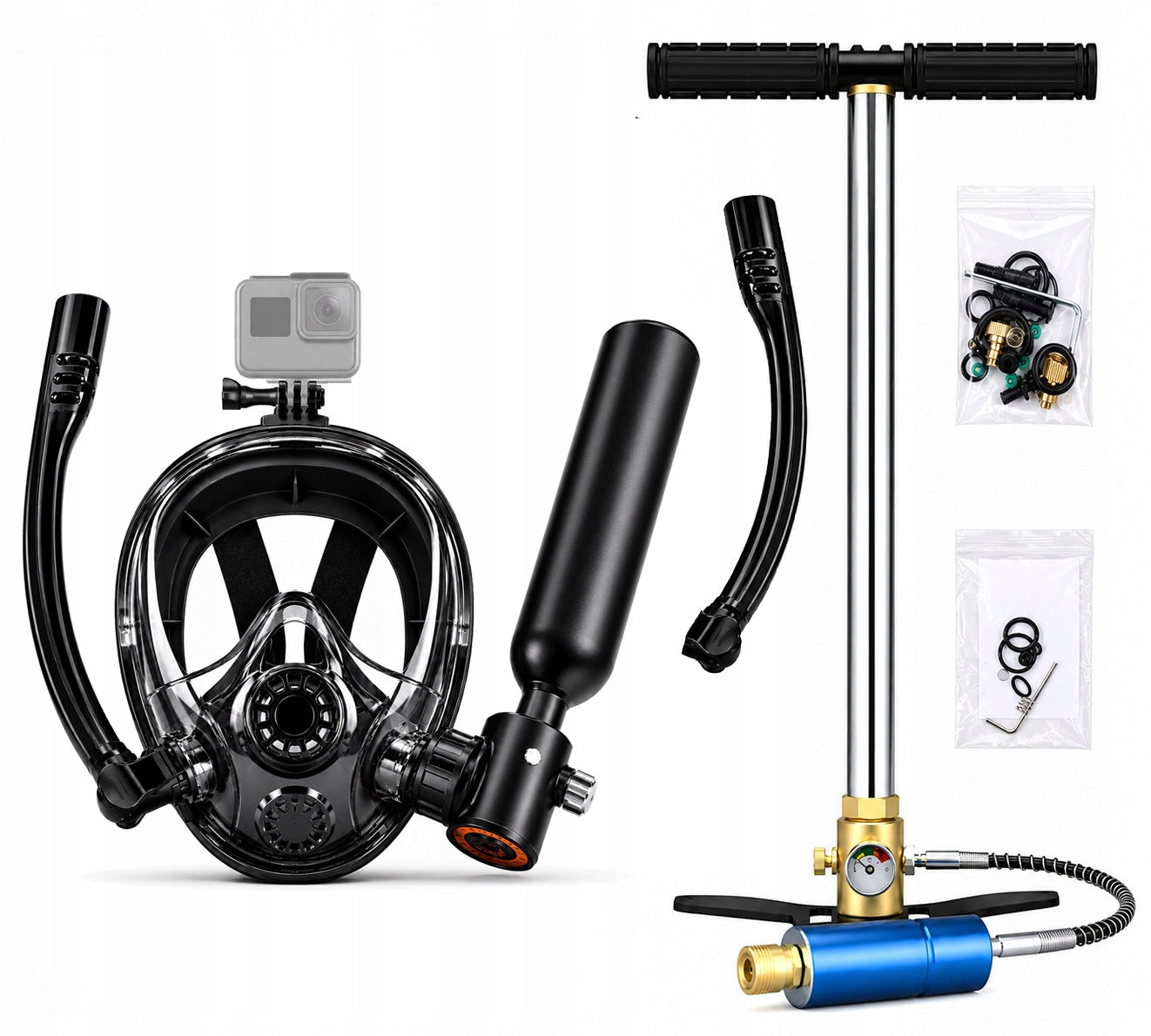 Swimming Diving Set Mask Pump Cylinder Respiratory Apparatus