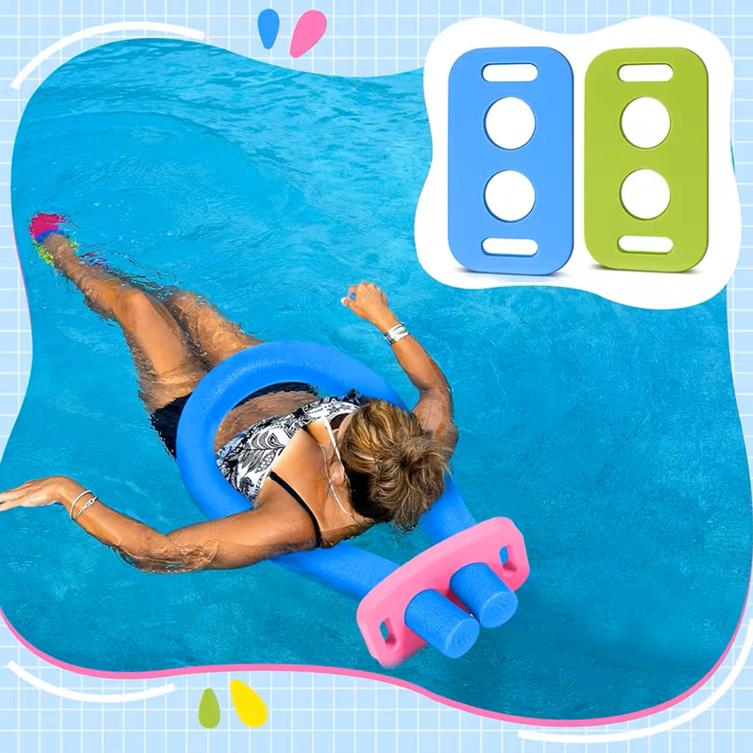 Swimming Learning Board Foam Swimming Board - with Holes - Blue Model WITH HOLES