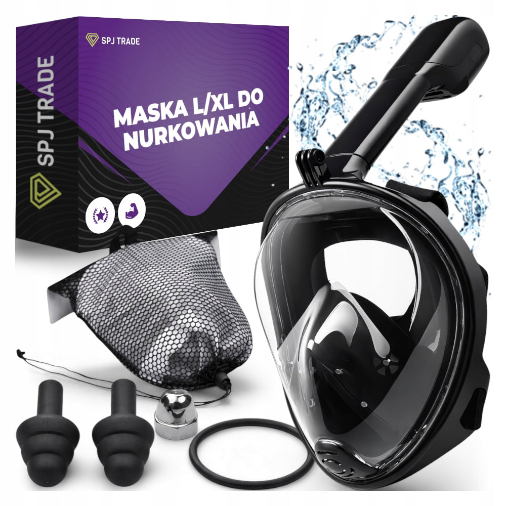 Swimming Mask L/XL Diving Snorkeling Full Face Tube Plugs
