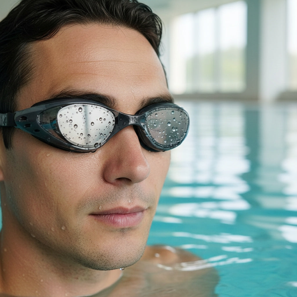Swimming Pool Glasses Anti Fog Pouch Comfort Silicone Adjustable Strap Packaging status original