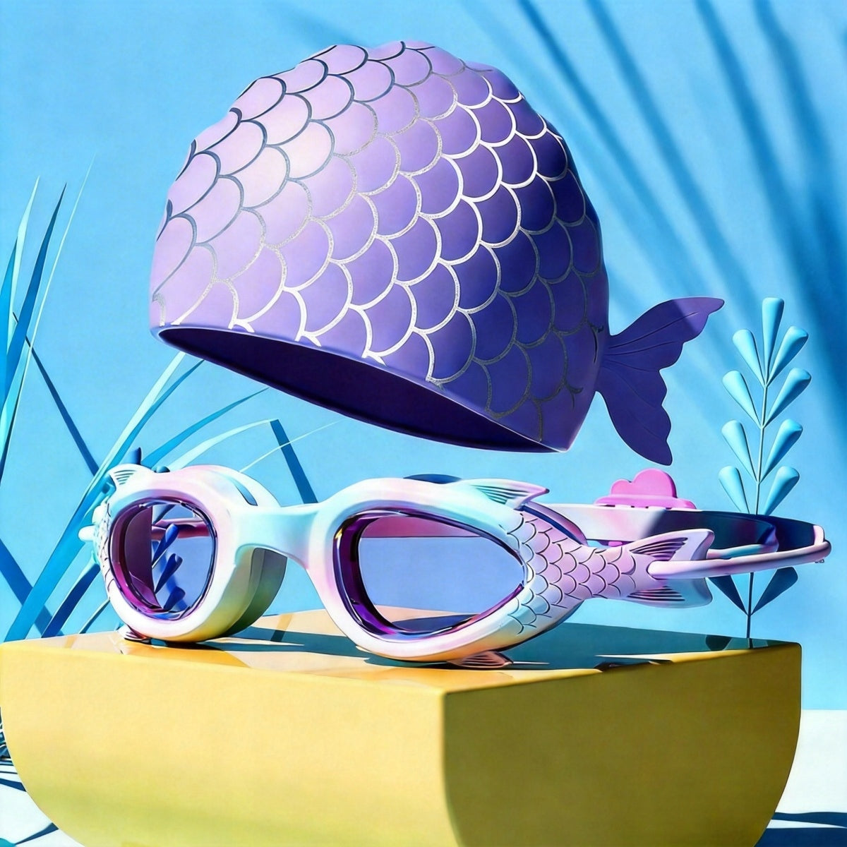 Swimming Set Swimming Glasses For Swimming Pool + Silicone Cap Packaging status original