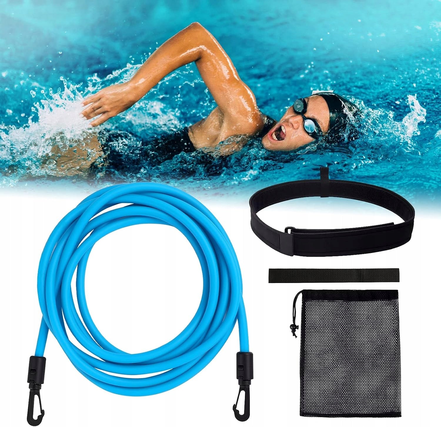 Swimming Training Belt Adjustable Swimming Belt For Swimming Pools 4 Meters