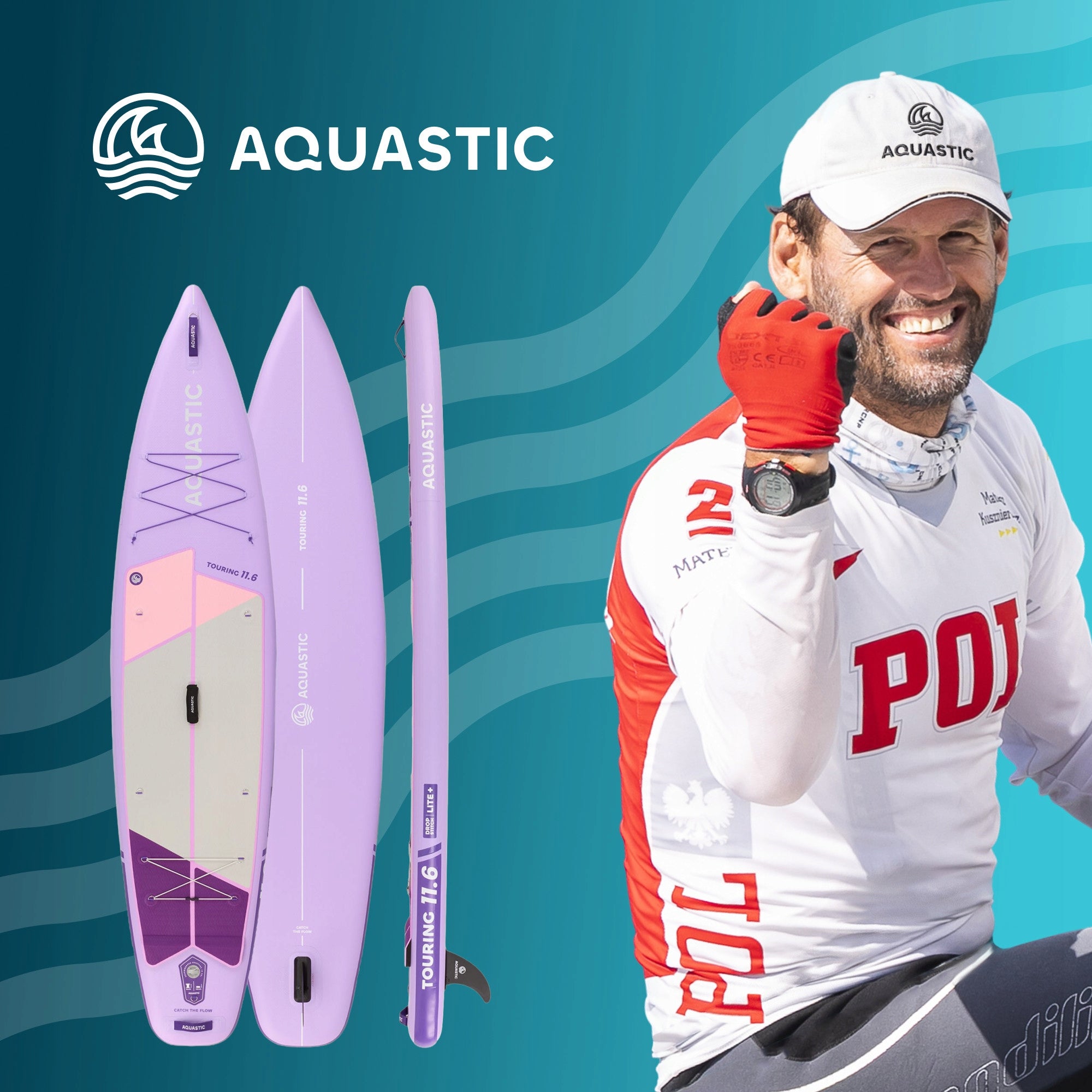 Swimming board SUP AQUASTIC Touring 350cm PADDLE PUMP SEAT BACKPACK Manufacturer code AQS-B5I026-VT