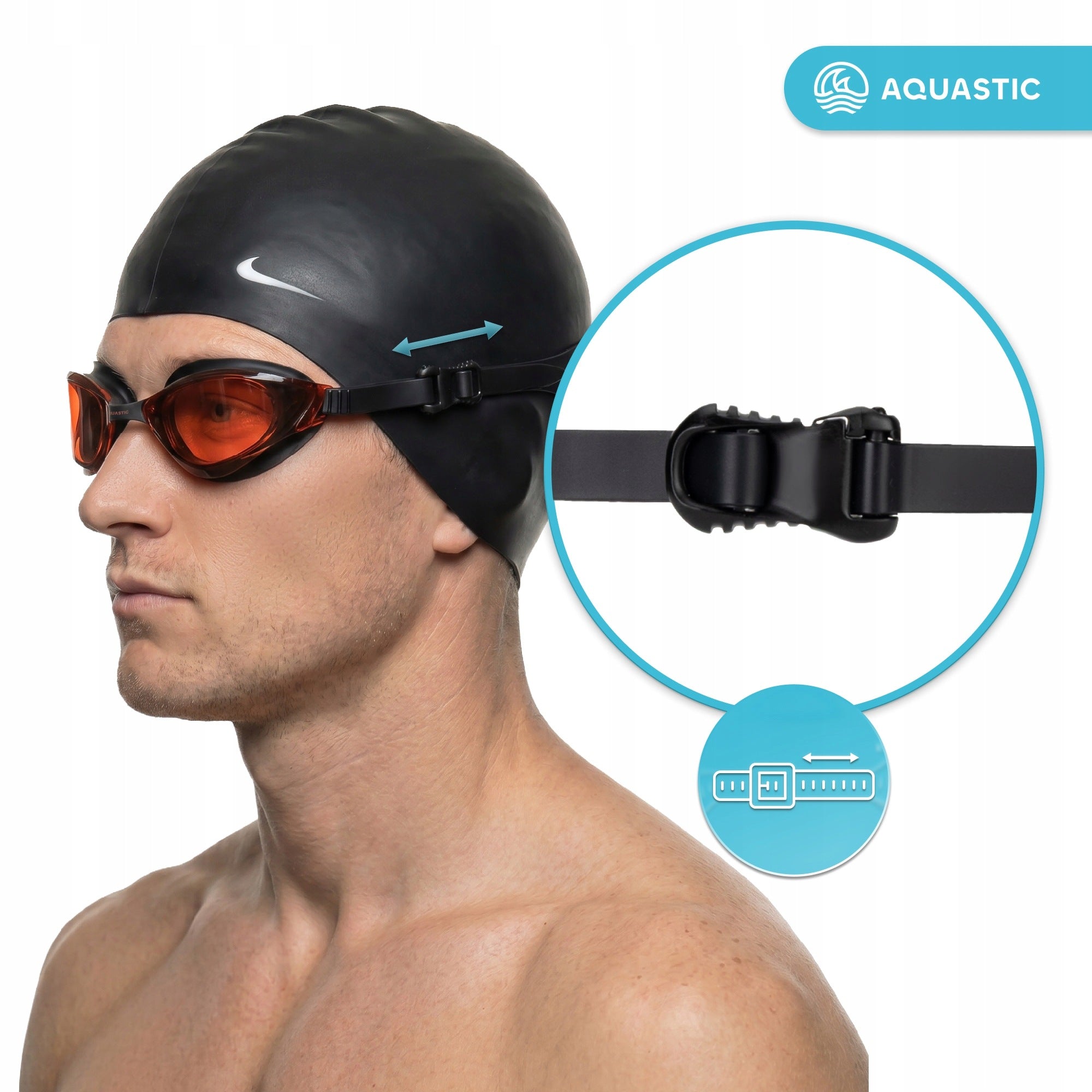 Swimming goggles AQUASTIC Isti black FOR POOL WATER ANTIFOG UV FILTER Manufacturer code AQS-B6I031-BK