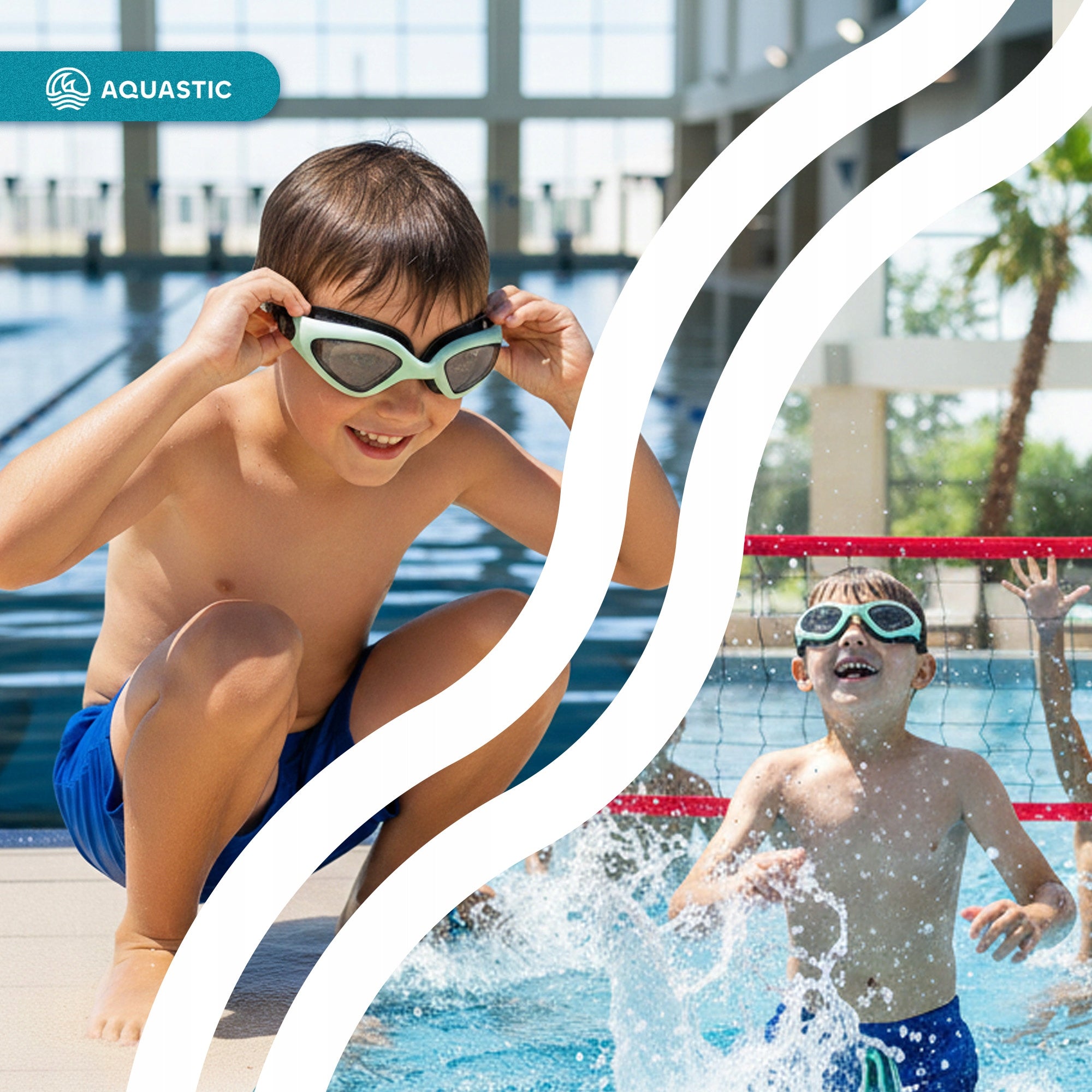 Swimming goggles AQUASTIC Tarpon turquoise OS ANTI-FOG TECHNOLOGY Certificates of conformity CE