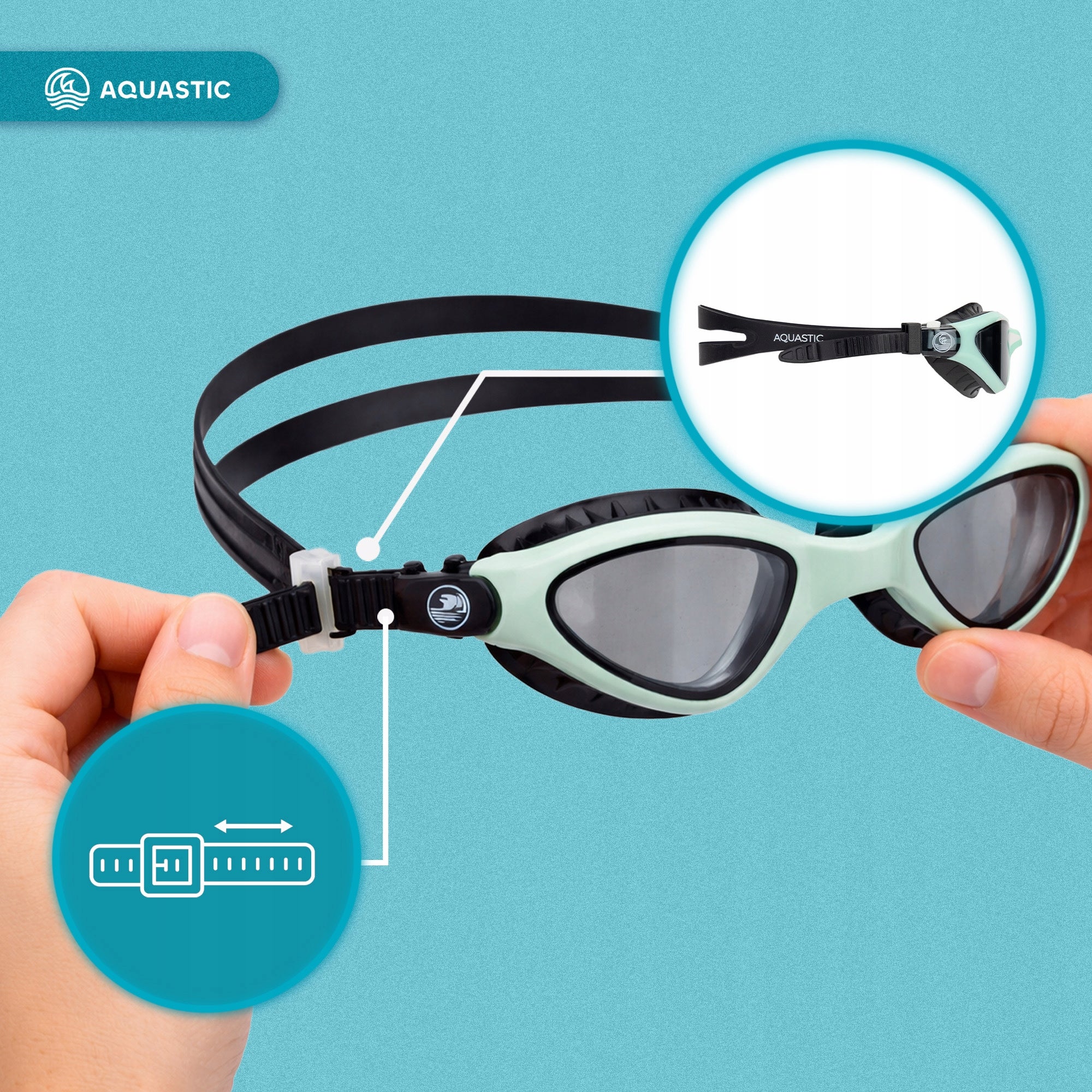 Swimming goggles AQUASTIC Tarpon turquoise OS ANTI-FOG TECHNOLOGY Gender unisex product