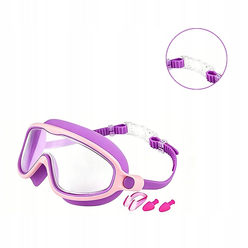 Swimming goggles Anti-fog large framefor children purple pink Brand no brand