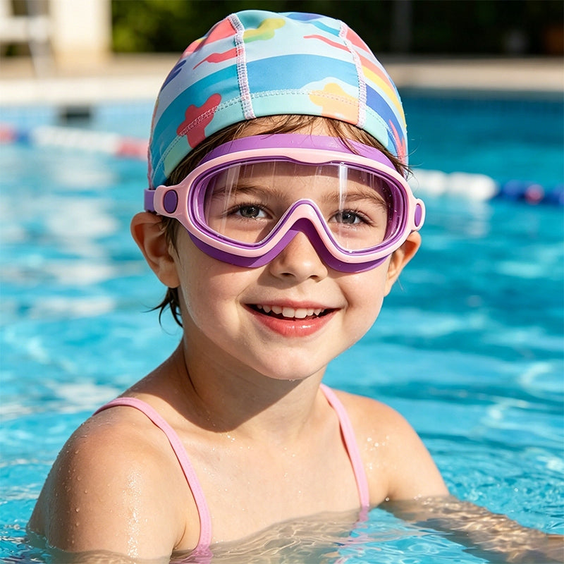 Swimming goggles Anti-fog large framefor children purple pink Kind for kids