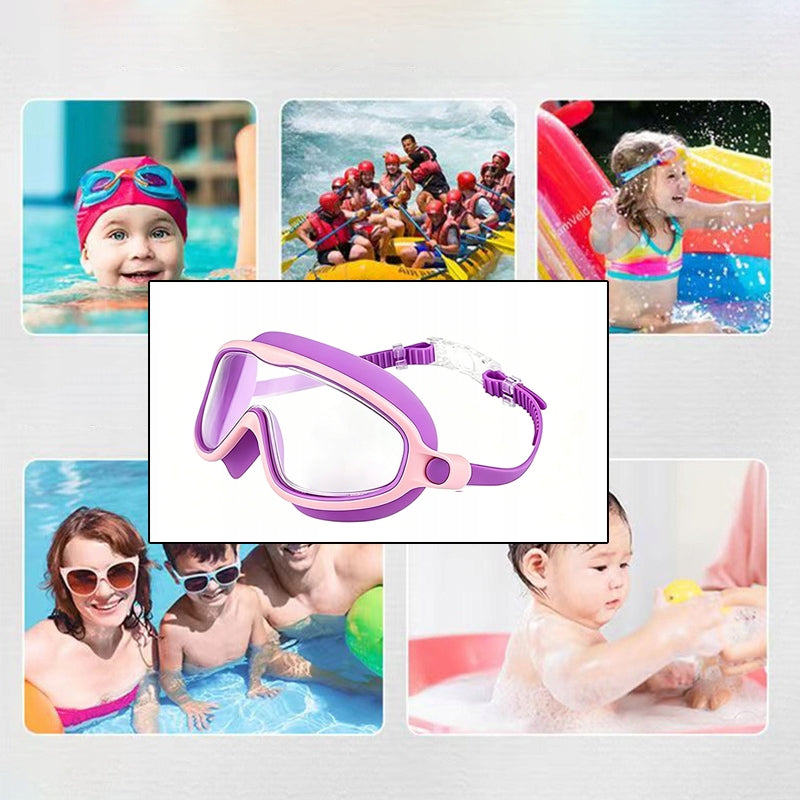 Swimming goggles Anti-fog large framefor children purple pink Model Swimming goggles