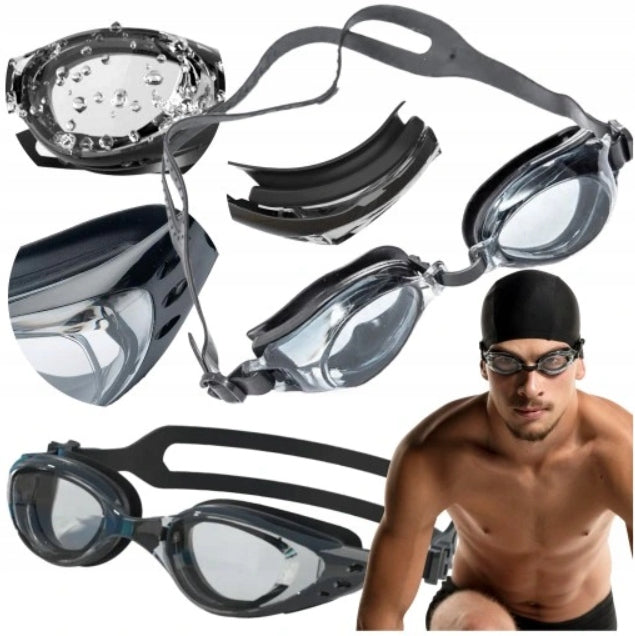 Swimming goggles swimming goggles anti-fog glasses + case Color black