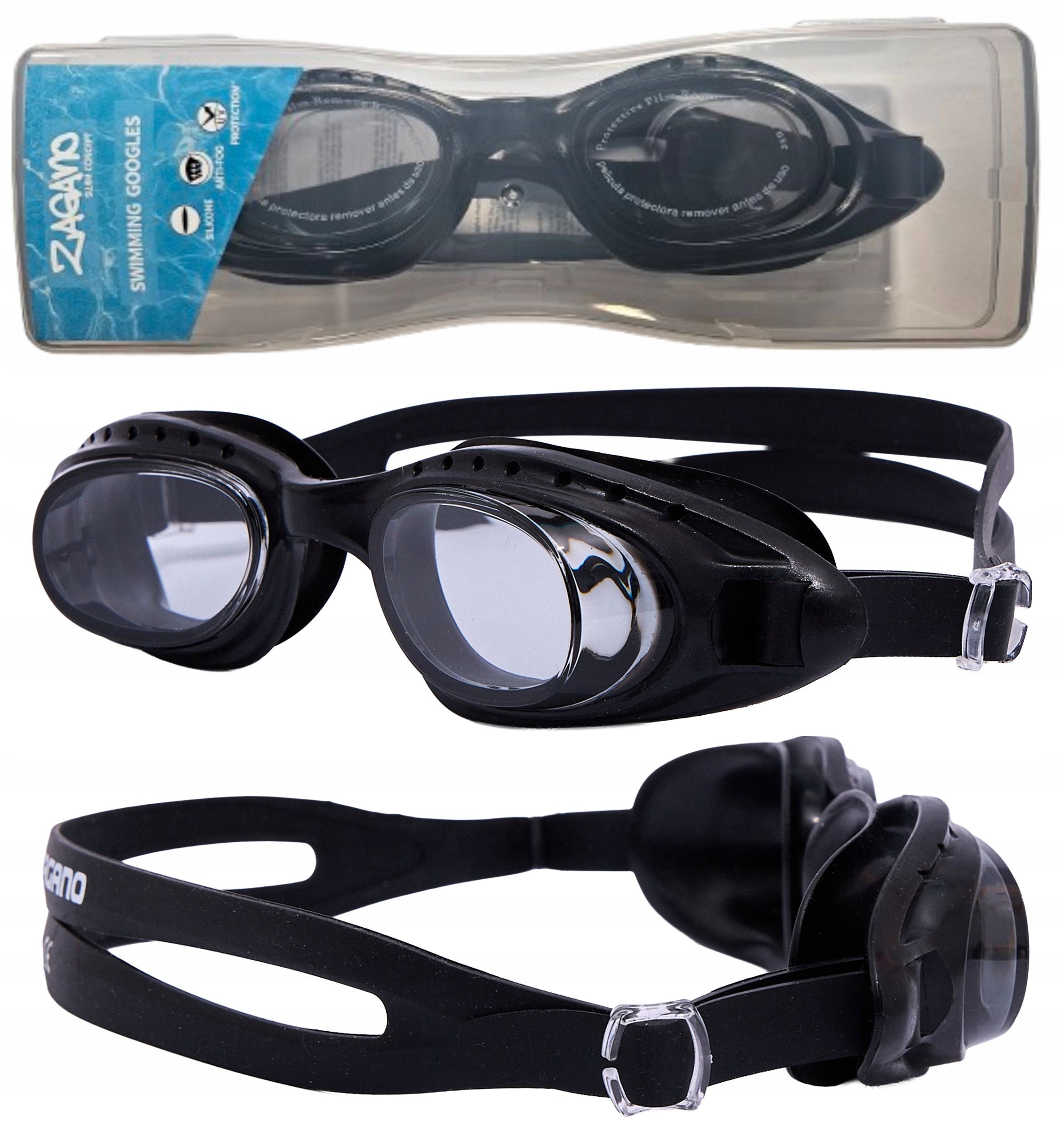 Swimming goggles swimming goggles for adults black ZAGANO