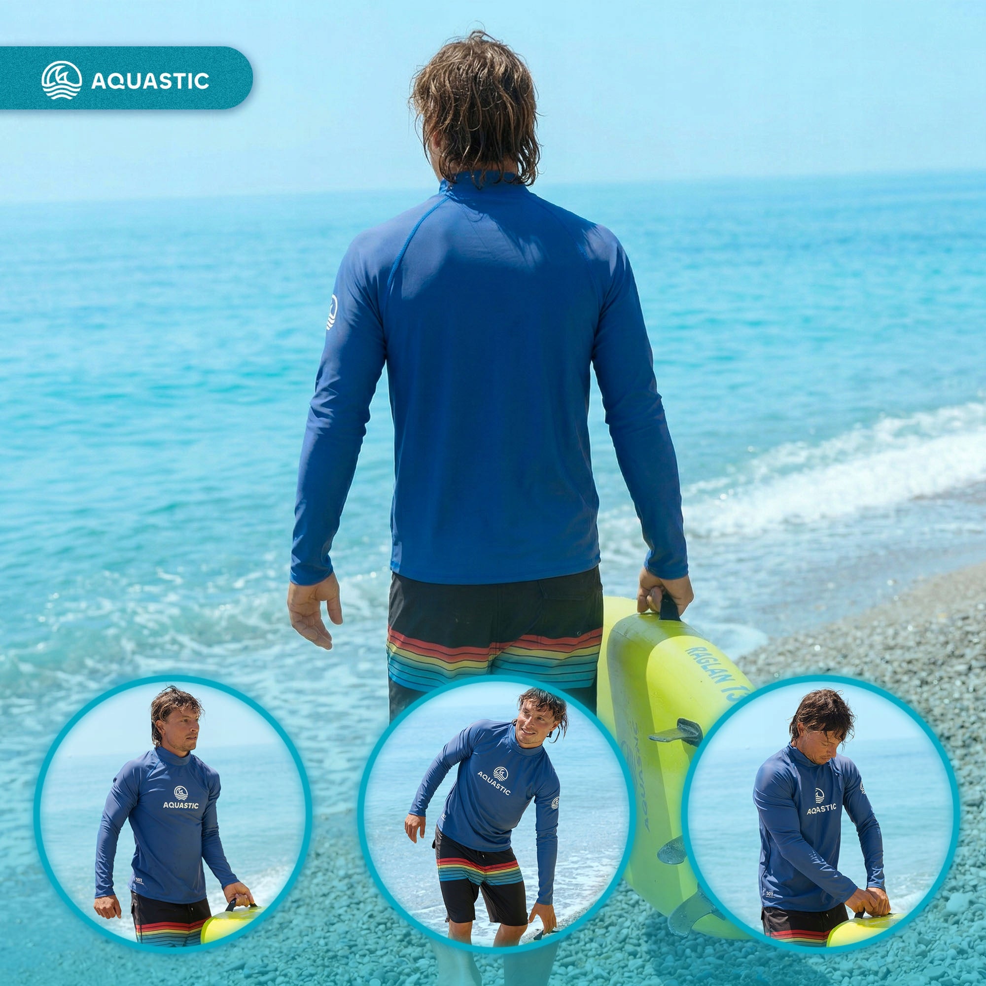 Swimming longsleeve AQUASTIC UV 50+ UPF Rimos navy blue S ELASTIC Sleeve long sleeve
