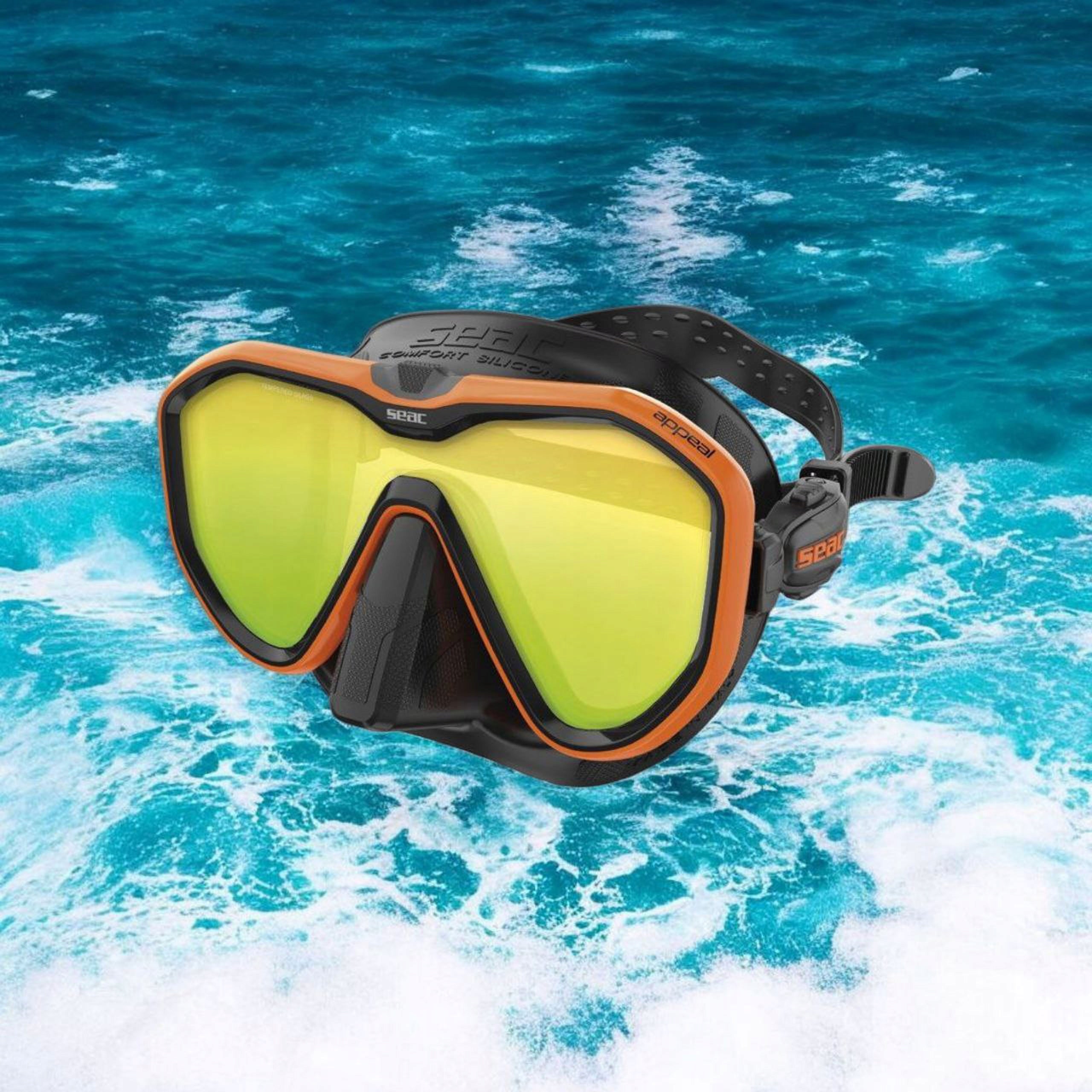 Swimming mask orange mirror SEAC APPEAL wy. in Italy Color black