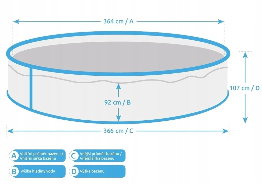 Swimming pool Orlando 3,66 x 1,07 m - graphite motif, without filtration Height 1 cm