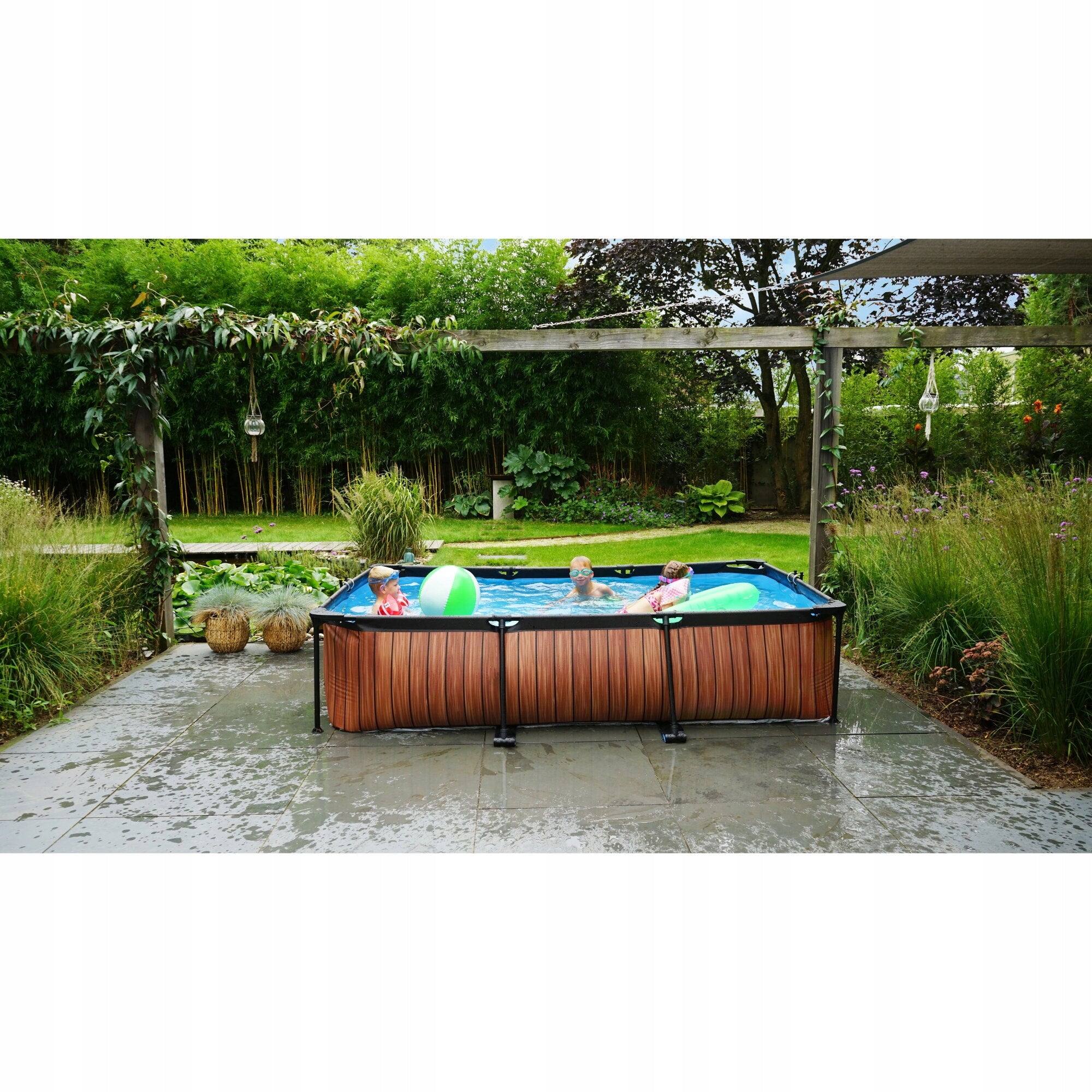 Swimming pool Stone EXIT 300x200x65cm with filter pump - grey Color gray