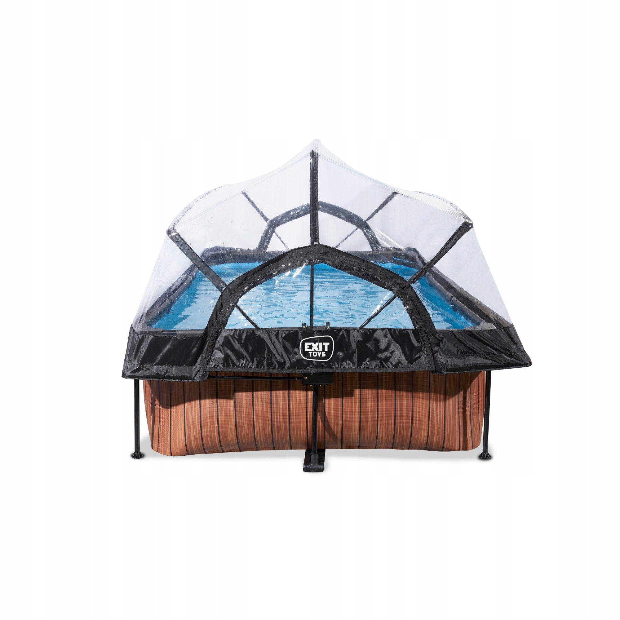Swimming pool Wood EXIT 220x150x65cm with filter pump and dome - brown Volume 1800 l