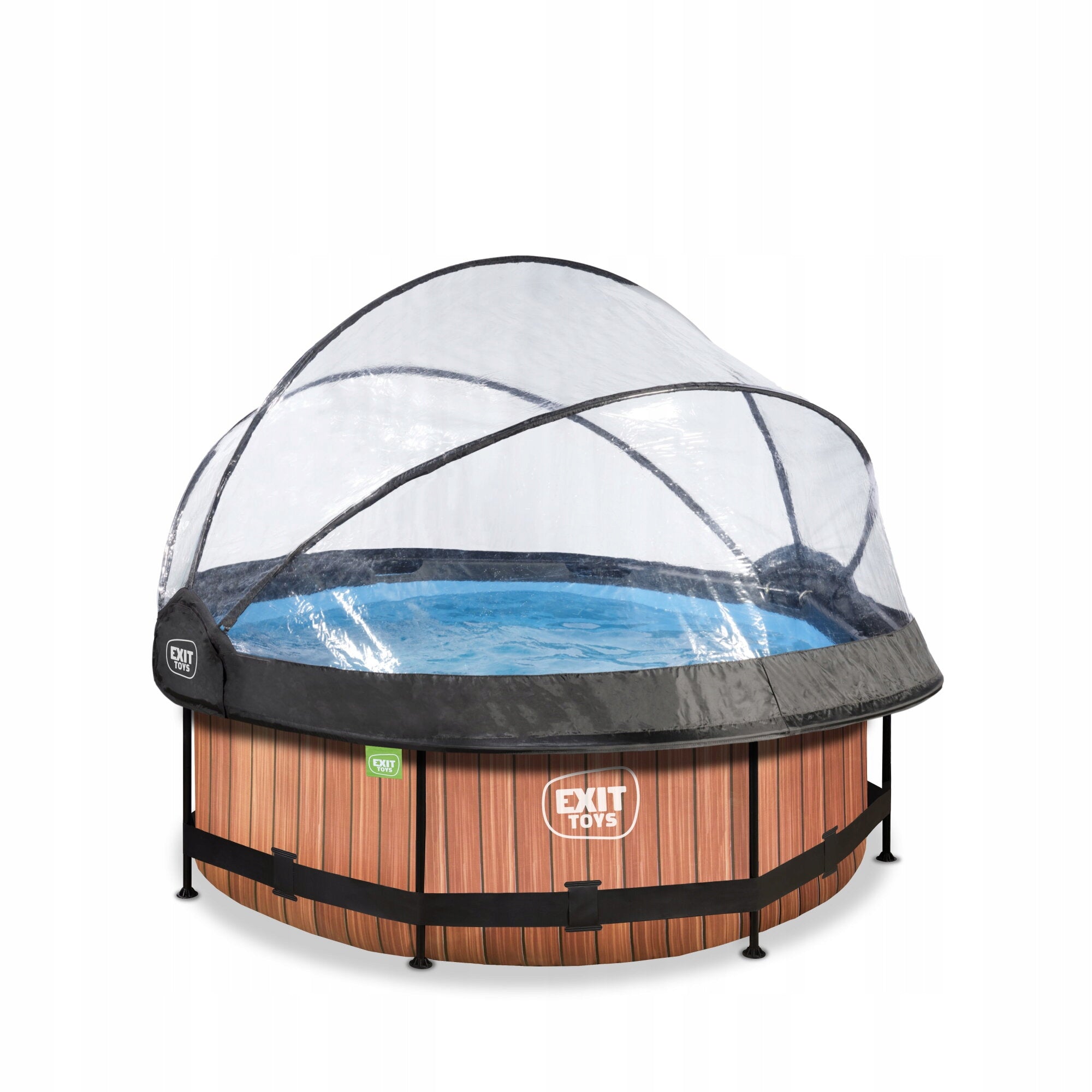 Swimming pool Wood EXIT ø244x76cm with filter pump and dome - brown