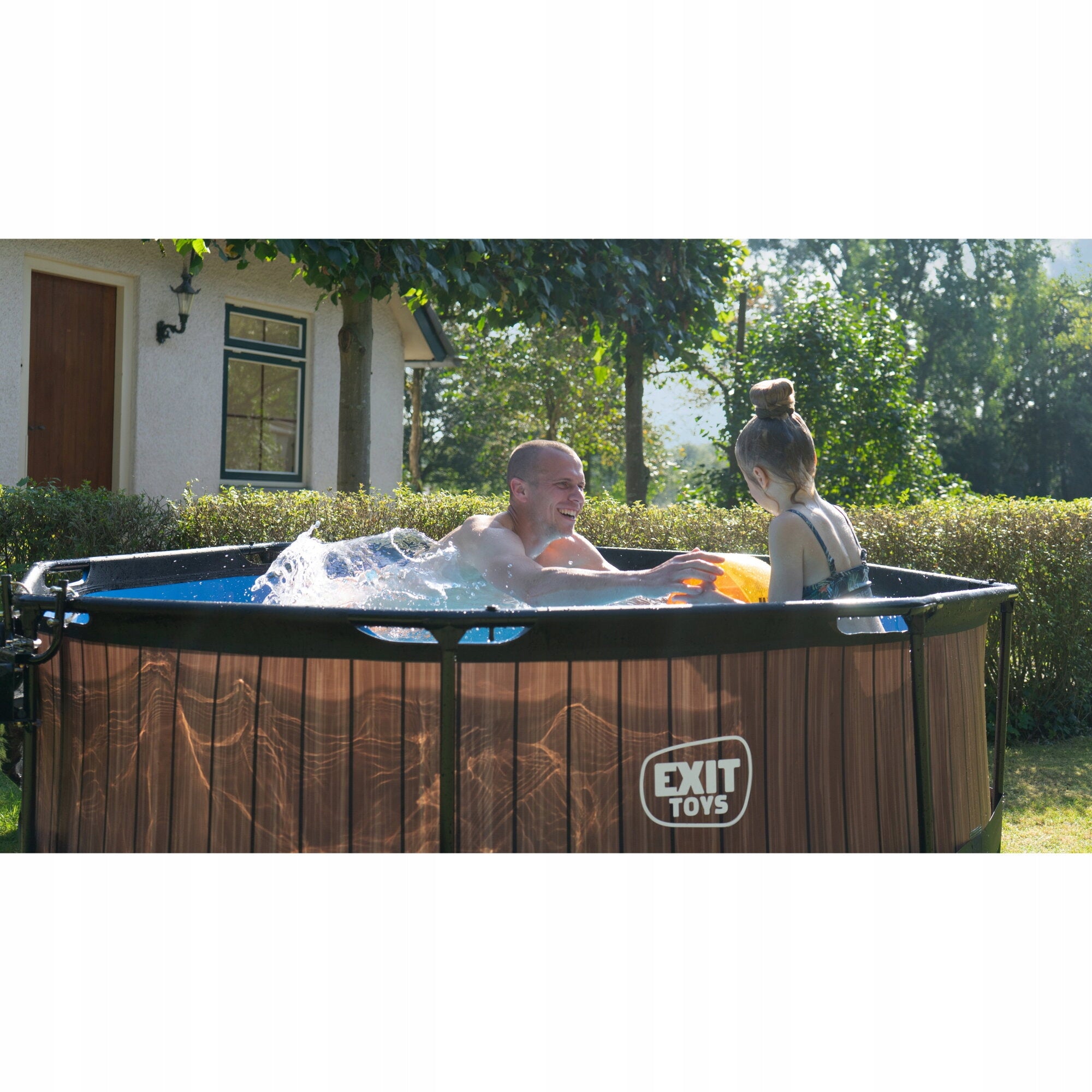 Swimming pool Wood EXIT ø244x76cm with filter pump - brown Color beige