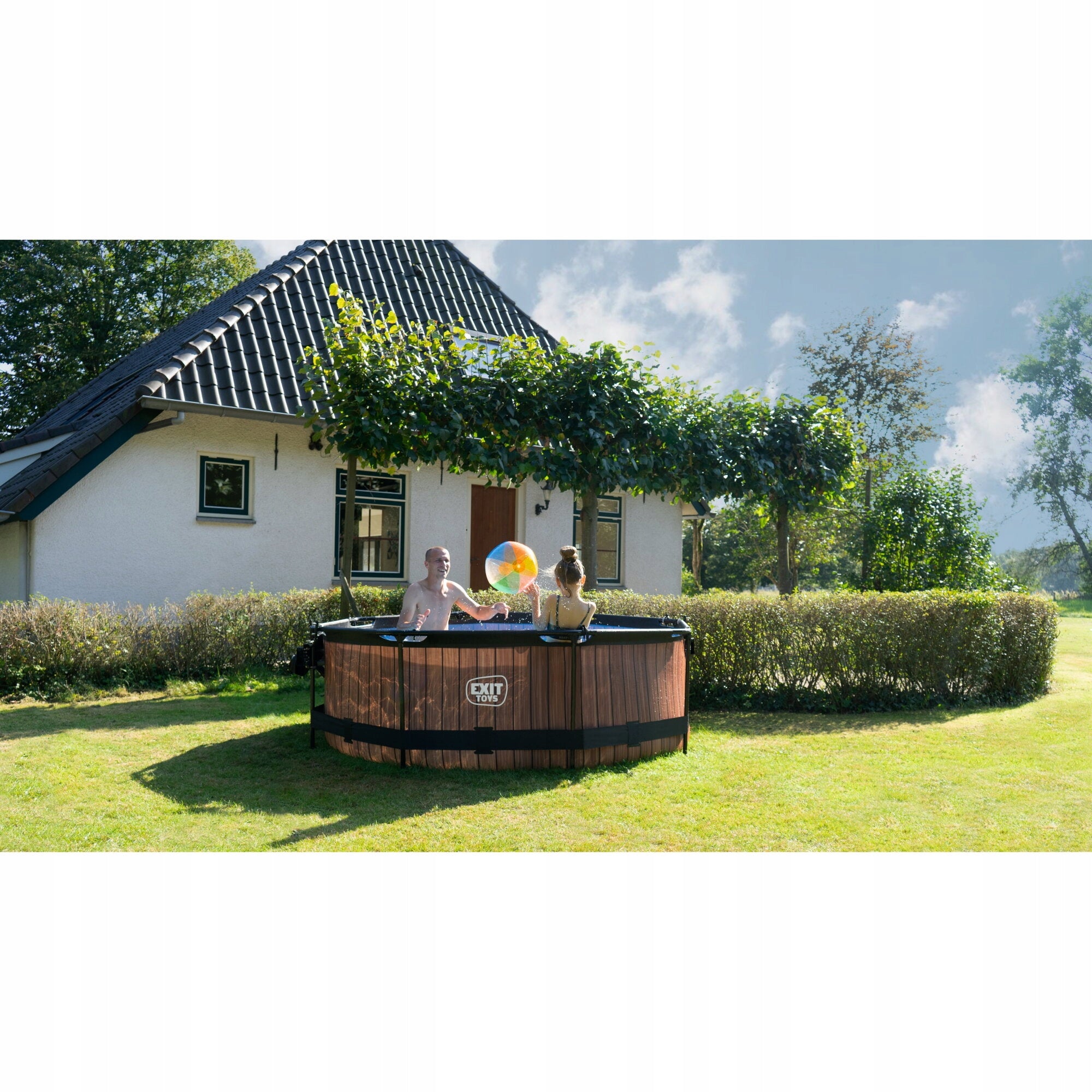 Swimming pool Wood EXIT ø244x76cm with filter pump - brown Kind frame