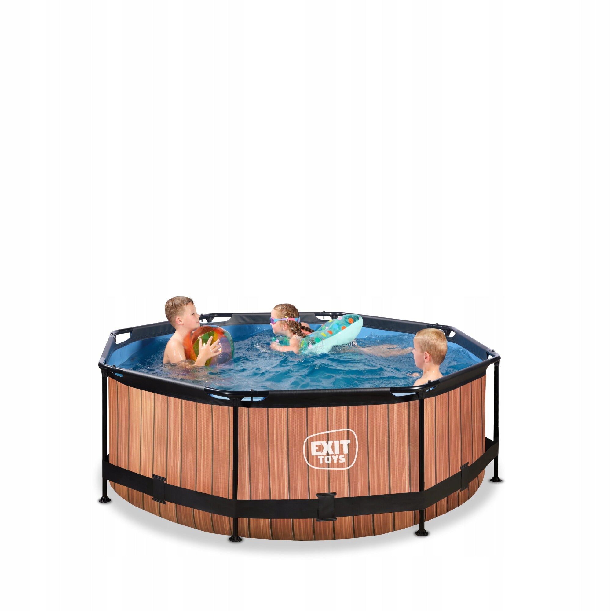 Swimming pool Wood EXIT ø244x76cm with filter pump - brown Volume 2780 l