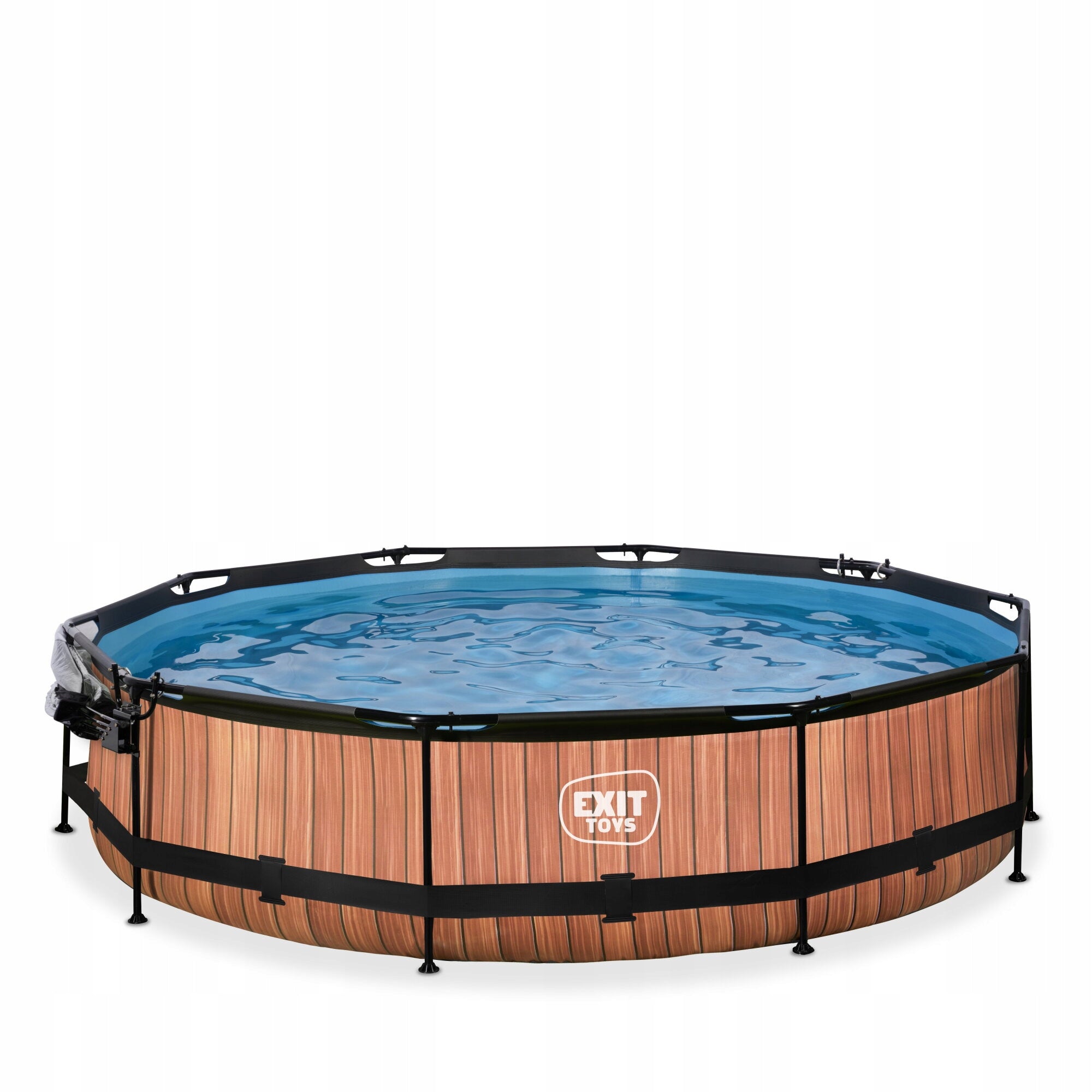 Swimming pool Wood EXIT ø360x76cm with filter pump and dome- brown Height 240 cm