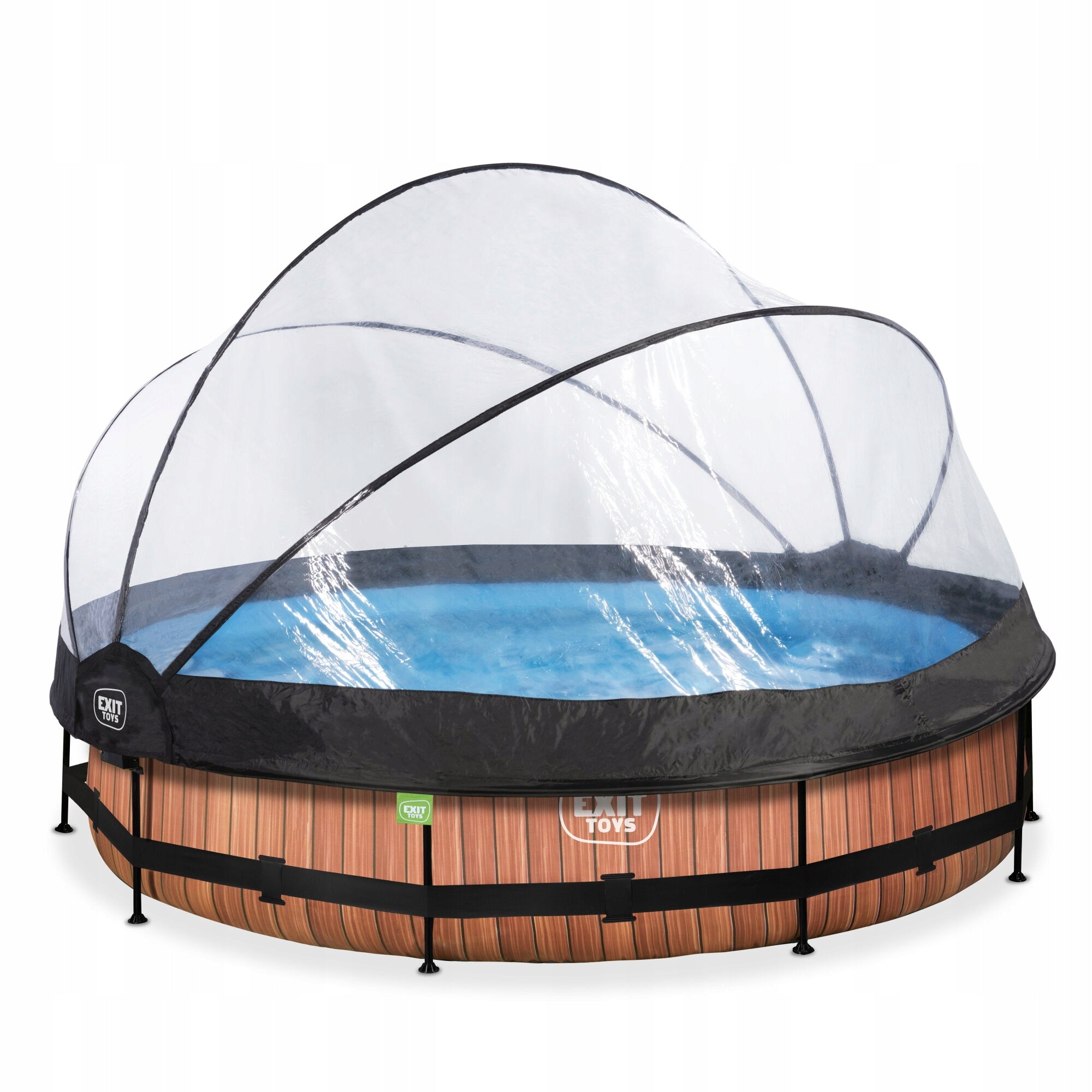 Swimming pool Wood EXIT ø360x76cm with filter pump and dome- brown
