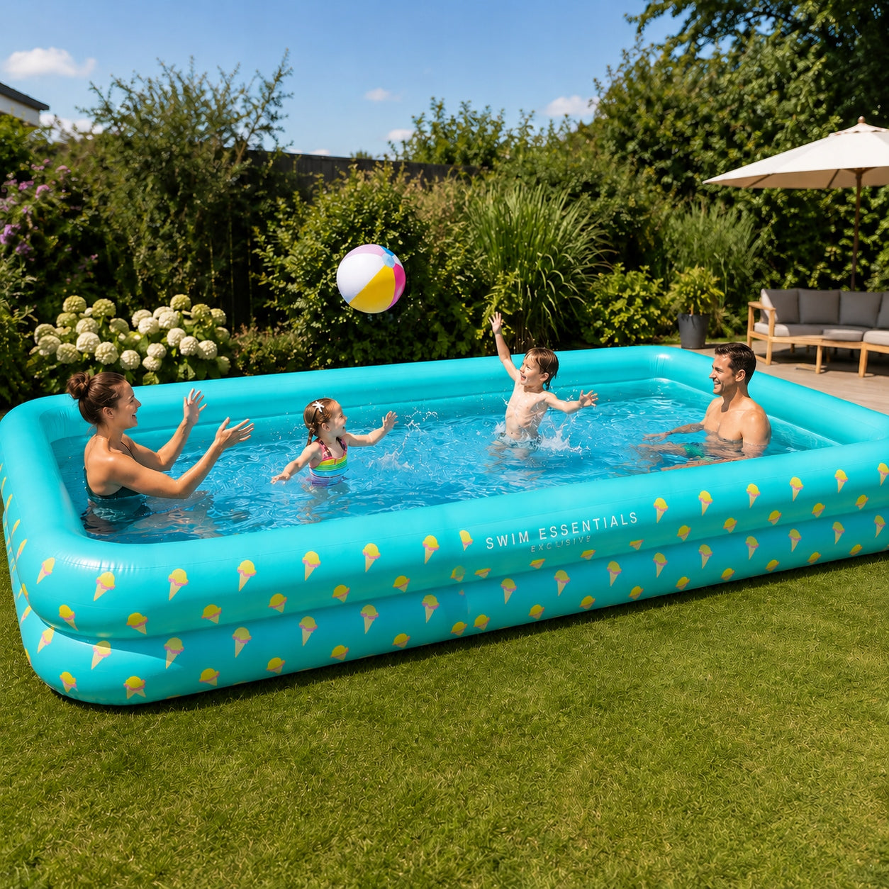 Swimming pool blue ice cream 300x175x51 cm Series DUŻY BASEN RODZINNY OGRODOWY 300x175x51