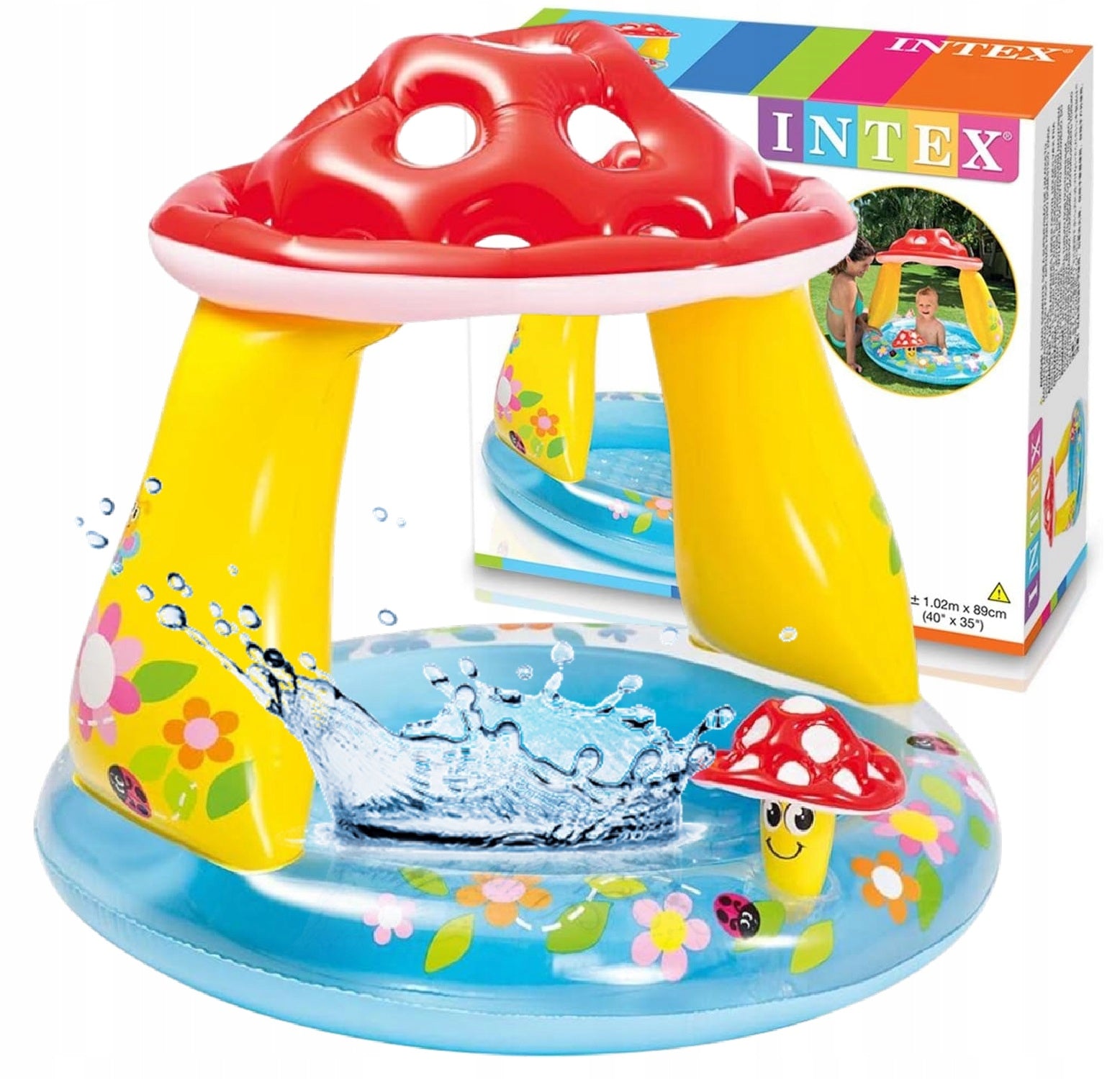 Swimming pool for children Inflatable paddling pool Muchomor with Canopy INTEX 102x89
