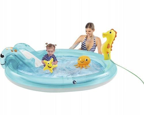 Swimming pool inflatable square toys with slide OCEAN for children 198x150x18cm PVC Brand Happy People