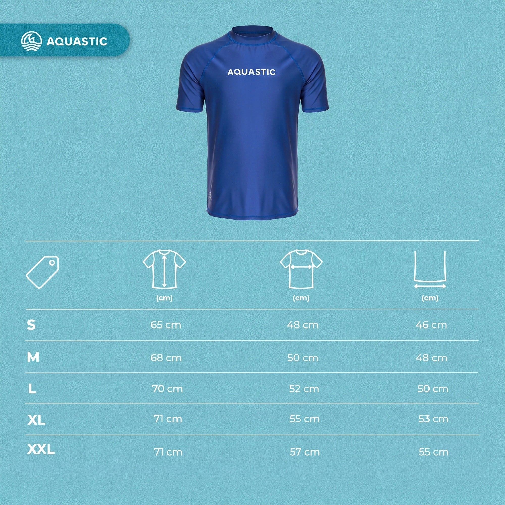 Swimming shirt AQUASTIC polyamide blue short sleeve UPF 50+ L Size L