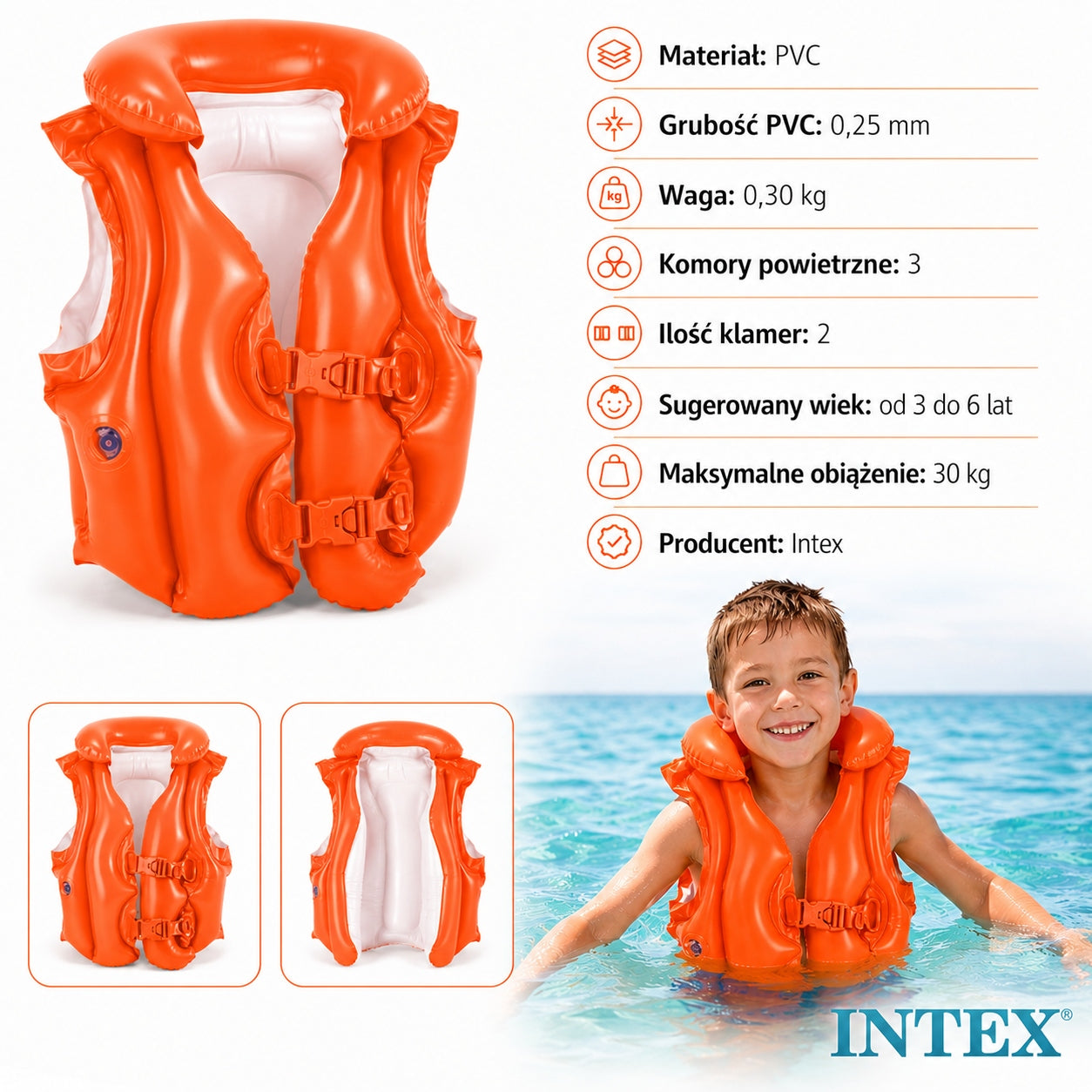 Swimming vest intex 3 chamber 3-6 years Packaging status original