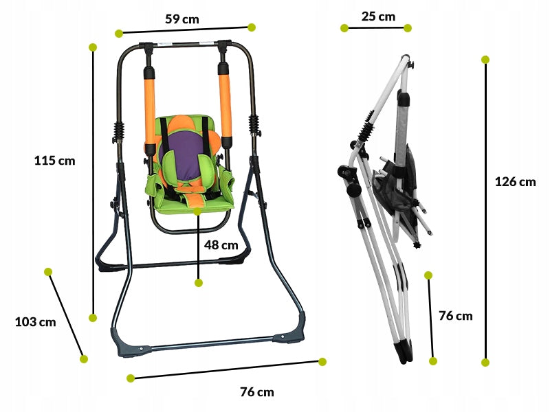 Swing Baby Rocker Freestanding Folding Green Flower 115cm 2in1 Manufacturer code SP30160025