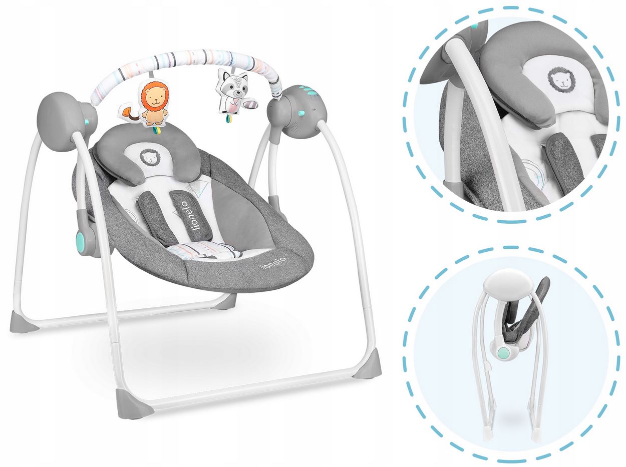 Swing Deckchair 2in1 Lionelo Ruben grey-turquoise Rocker Melodie Manufacturer code 5902581658104