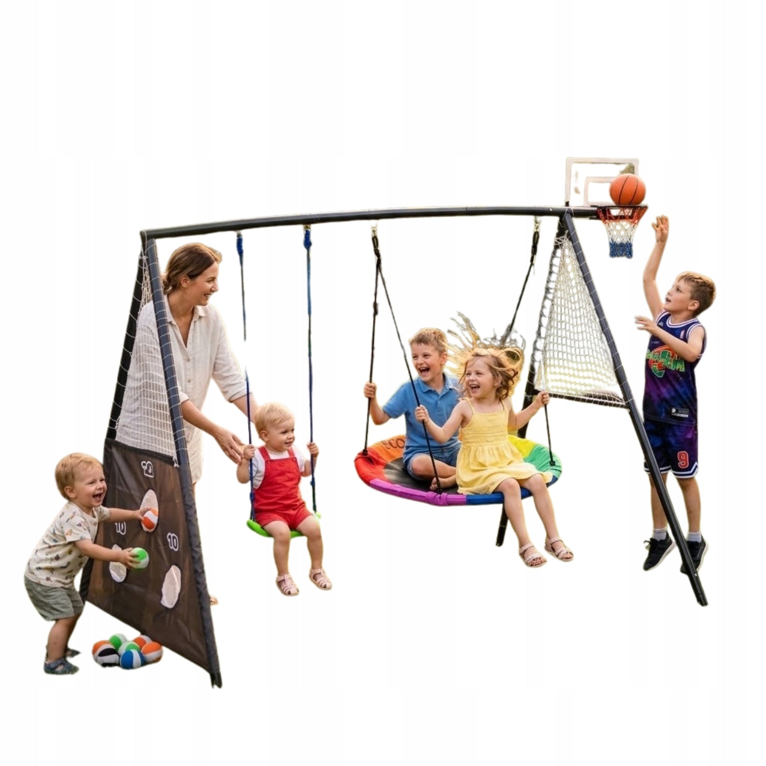 Swing Garden Playground Kids 4in1 Basket Stork Nest Frame