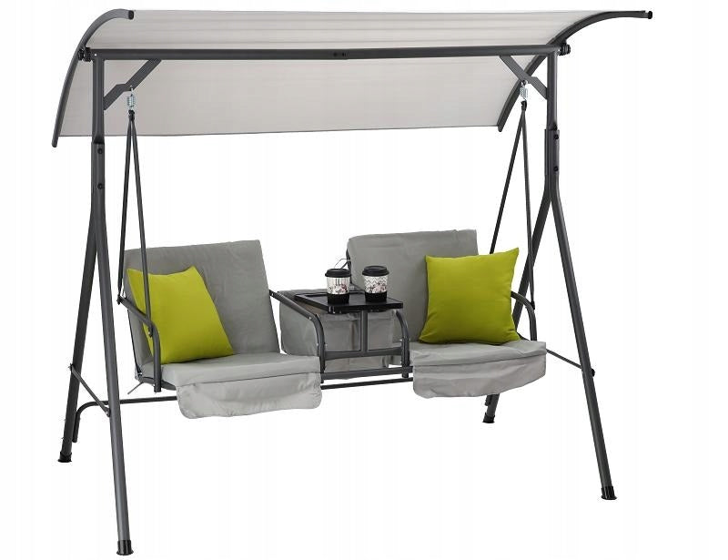 Swing Garden Rocking Bench 2-Stand Cups Adjustable Canopy 6762 Packaging status original