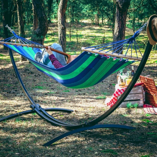 Swing Hammock Frame Garden Stand Metal Black 2in1 Double Rocker Manufacturer Go Garden