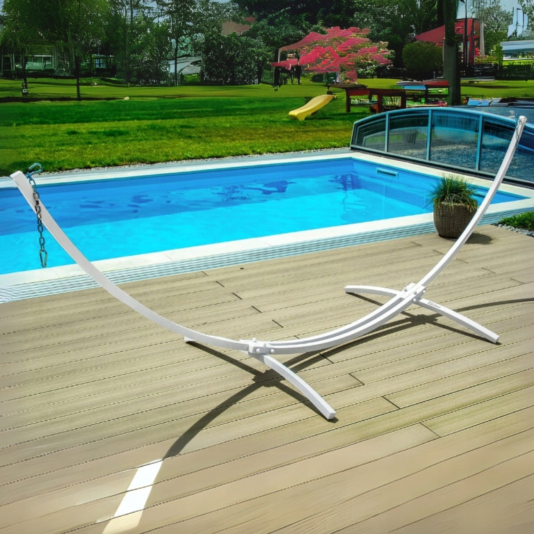 Swing Hammock Frame Garden Stand Metal Double Rocker 2in1 Strong Color white