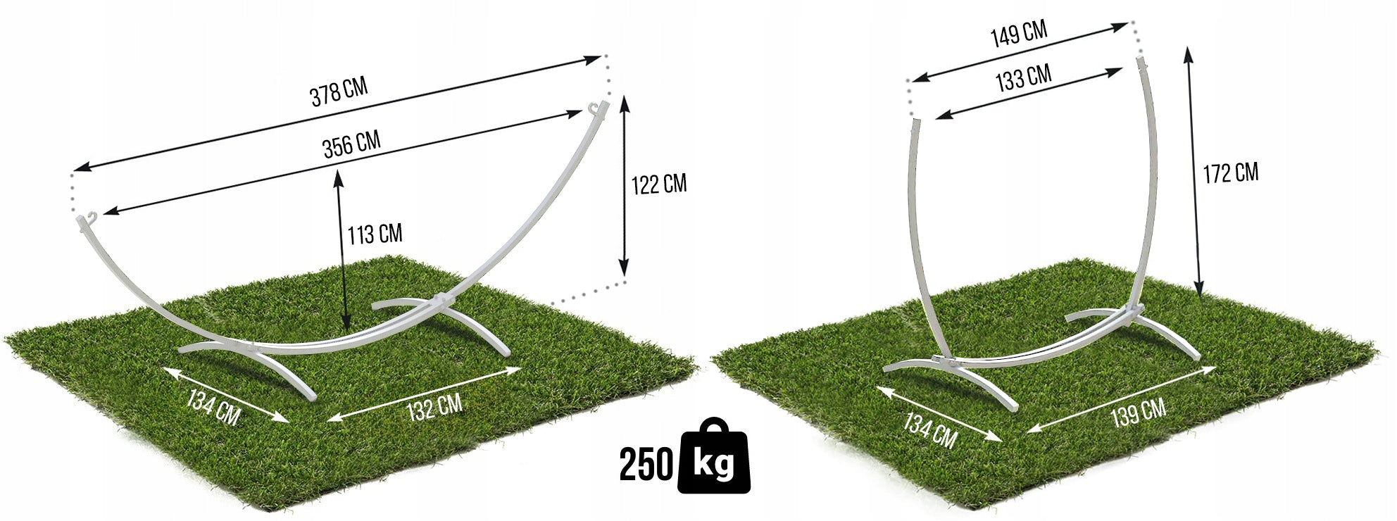 Swing Hammock Frame Garden Stand Metal Double Rocker 2in1 Strong Material width 134 cm