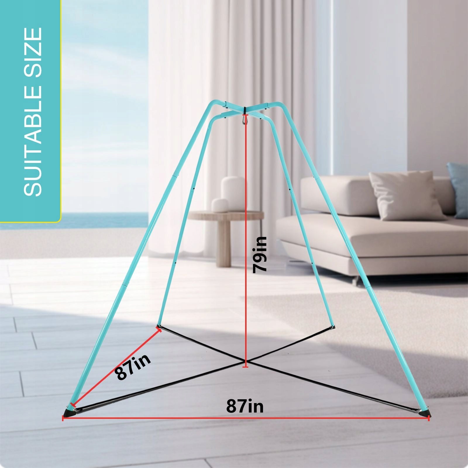 Swing hanging set blue metal frame 220x220x200 cm Brand no brand