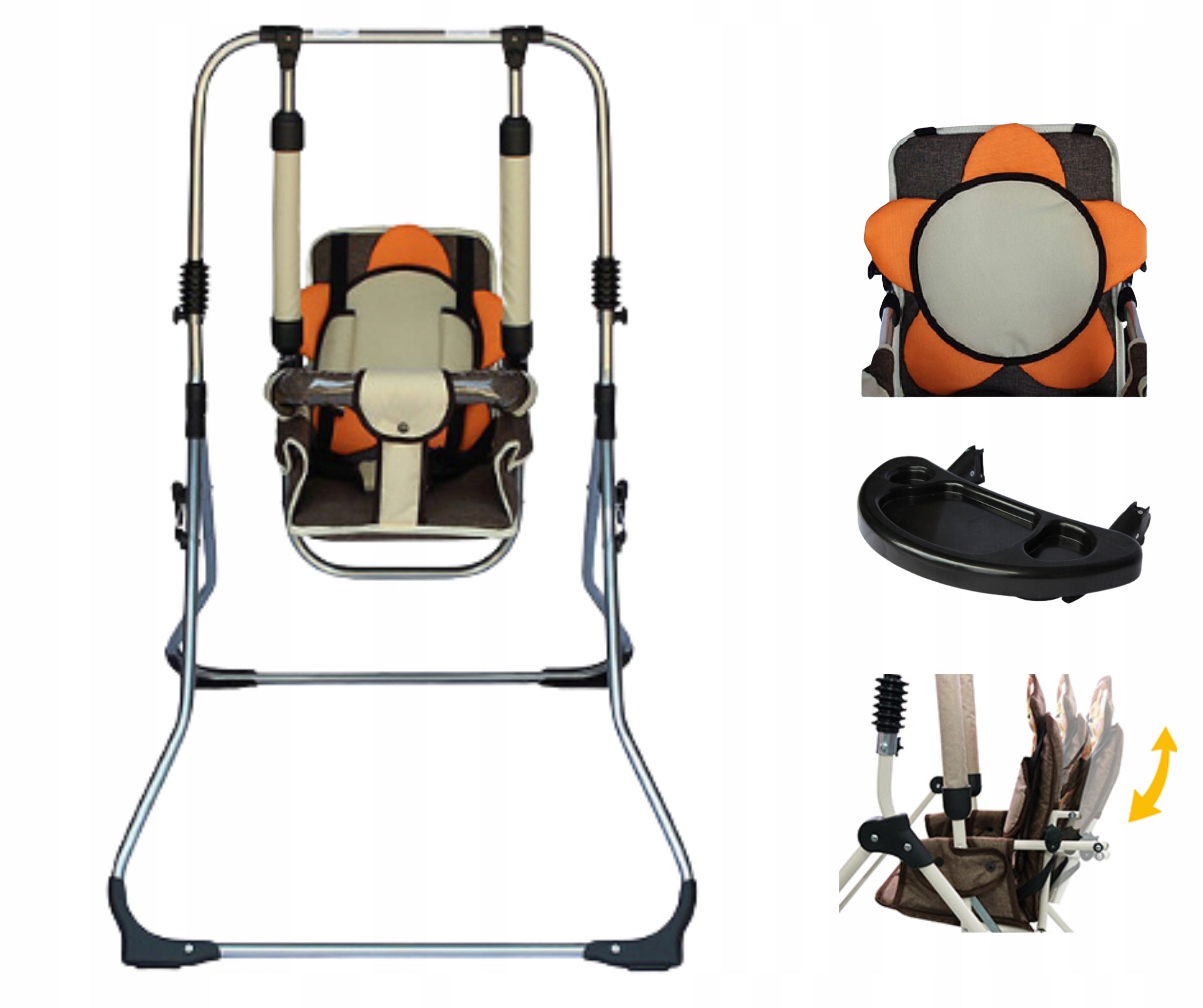 Swing rocker baby lounger folding 3in1 high chair + tray PL