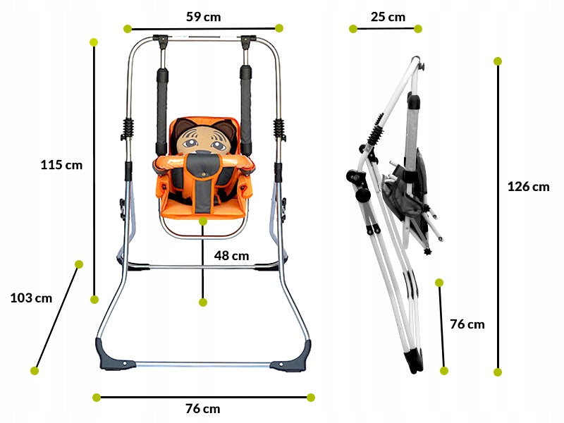 Swing rocker for baby freestanding folding tiger 115cm 2in1 PL Brand Skyline