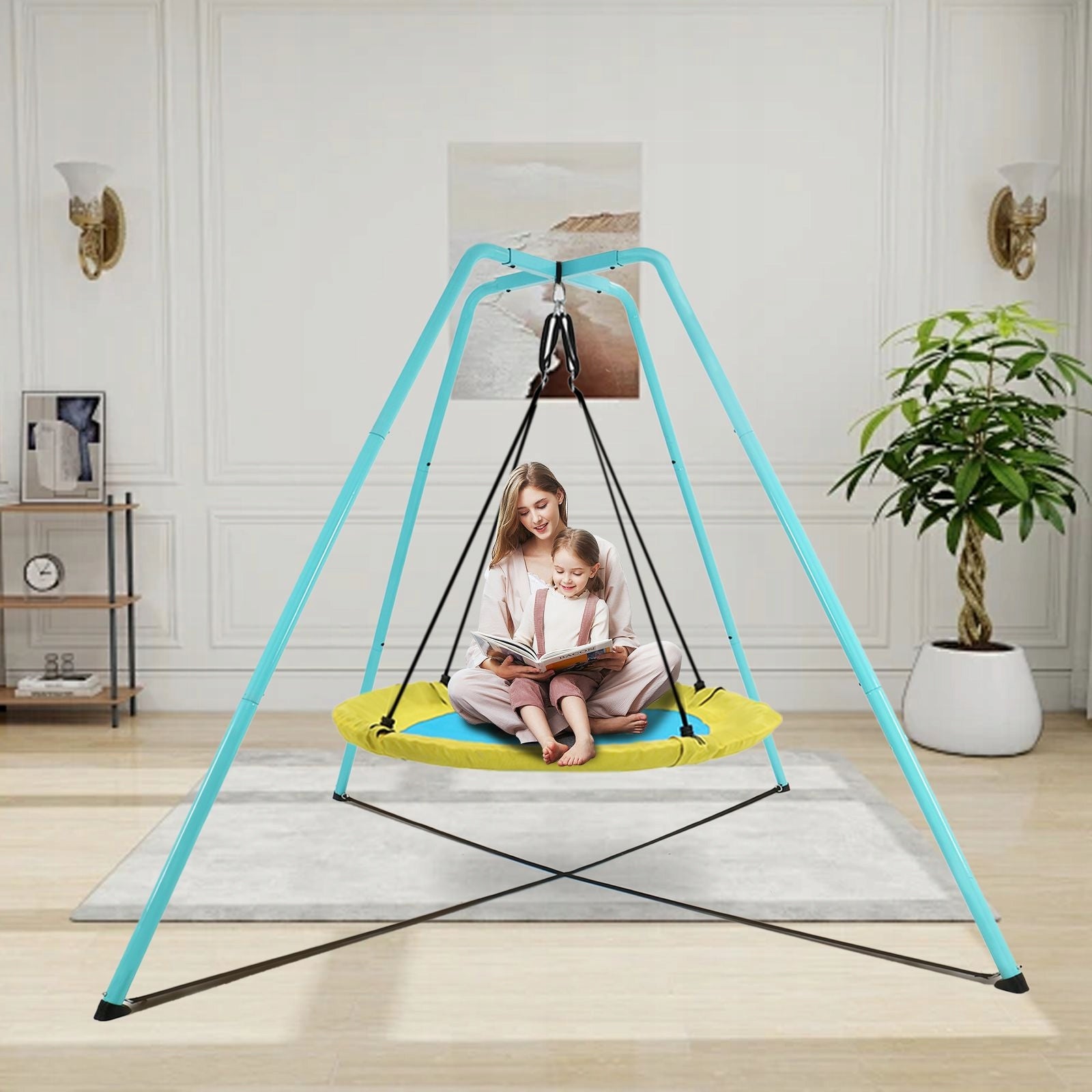Swing stand blue metal stable A-frame 220x220x200cm