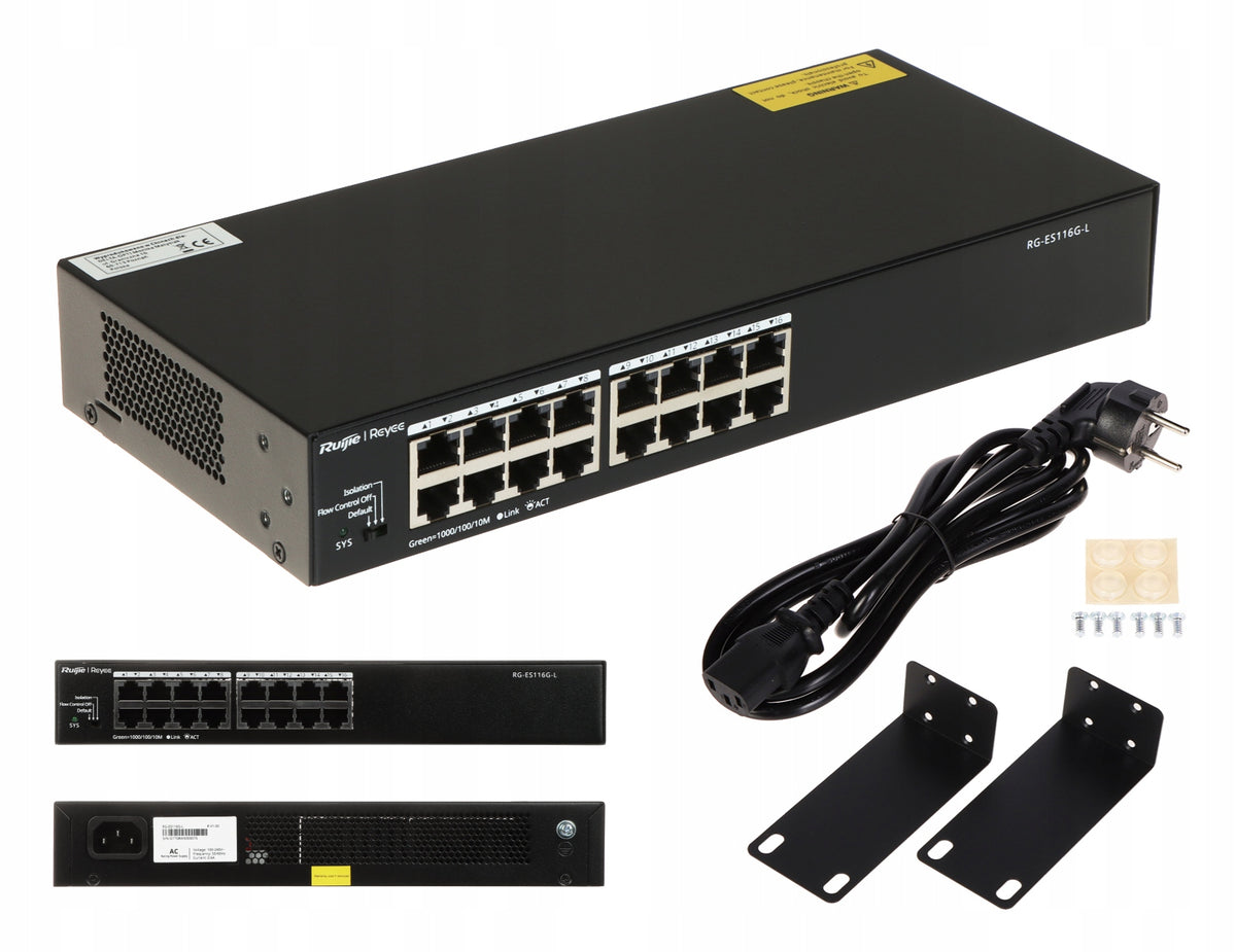 Switch 16 Port Unmanaged Ruijie Reyee RG-ES116G-L Non-PoE
