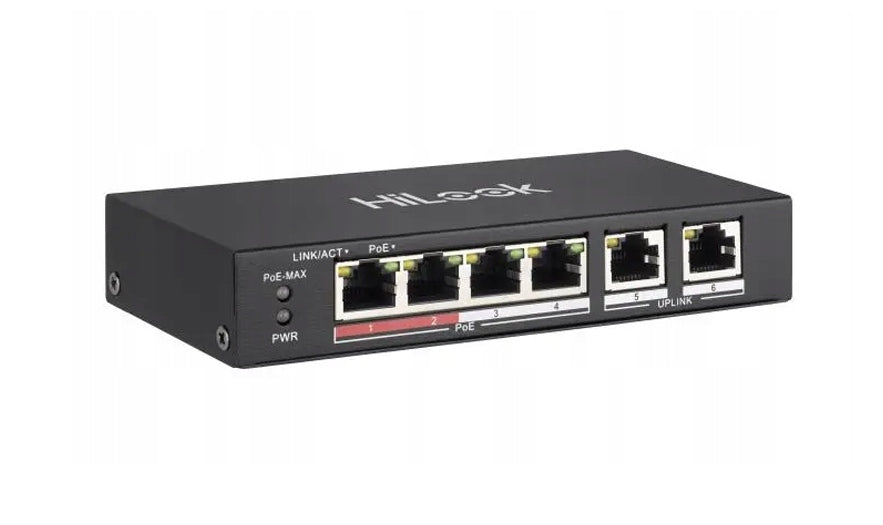 Switch 2 PCS 6-PORT Hilook by HIKVISION 35W 4+2 10/100Mbps Manufacturer code 6942160484747