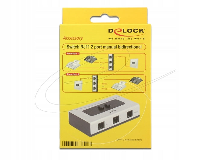 Switch 2 RJ11 ports manual, bidirectional Delock 87698 Manufacturer code 87698