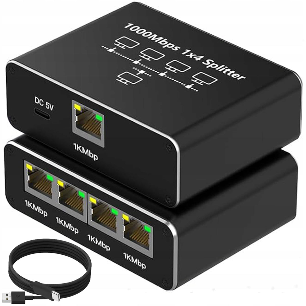 Switch 4x LAN Splitter 4 Ports Gigabit Ethernet RJ45 1000MB for Internet Manufacturer no brand